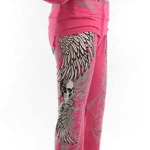 Platinum Plush Skull and Wings Rhinestone Lounge Pants